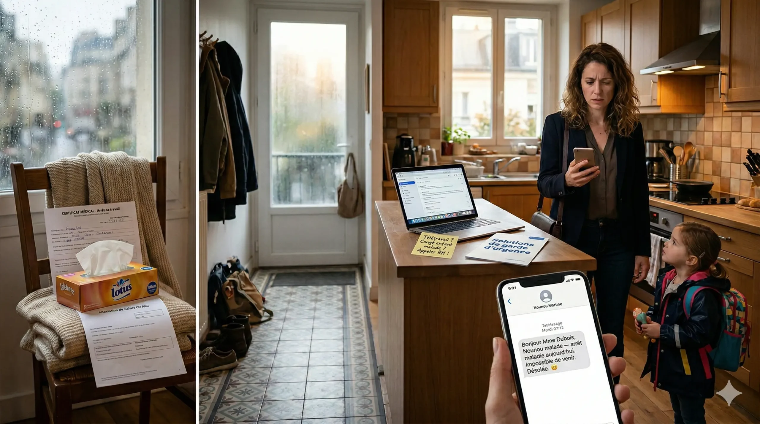 nounou malade je ne peux pas aller travailler